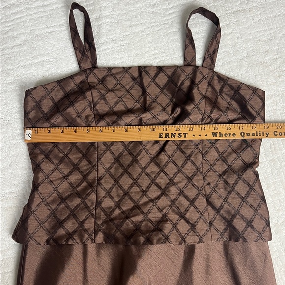 Jessica Howard brown floor-length evening dress shoulder straps flare skirt 14 - Picture 9 of 15